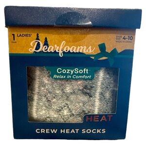 DearFoams Cozy Heat Crew Socks Woman’s Size 4-10 Winter Ski Gray NWT in gift box